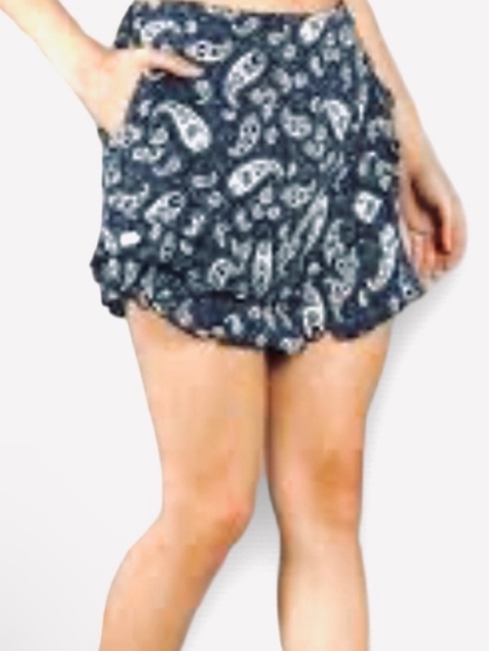Patrons Of Peace Navy Blue Floral Paisley Print Boho Skort Size Small New